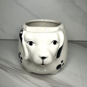 Dalmatian Dog / Puppy Ceramic Mug Coffee Cup Crazing 4” Black & White Paw Prints